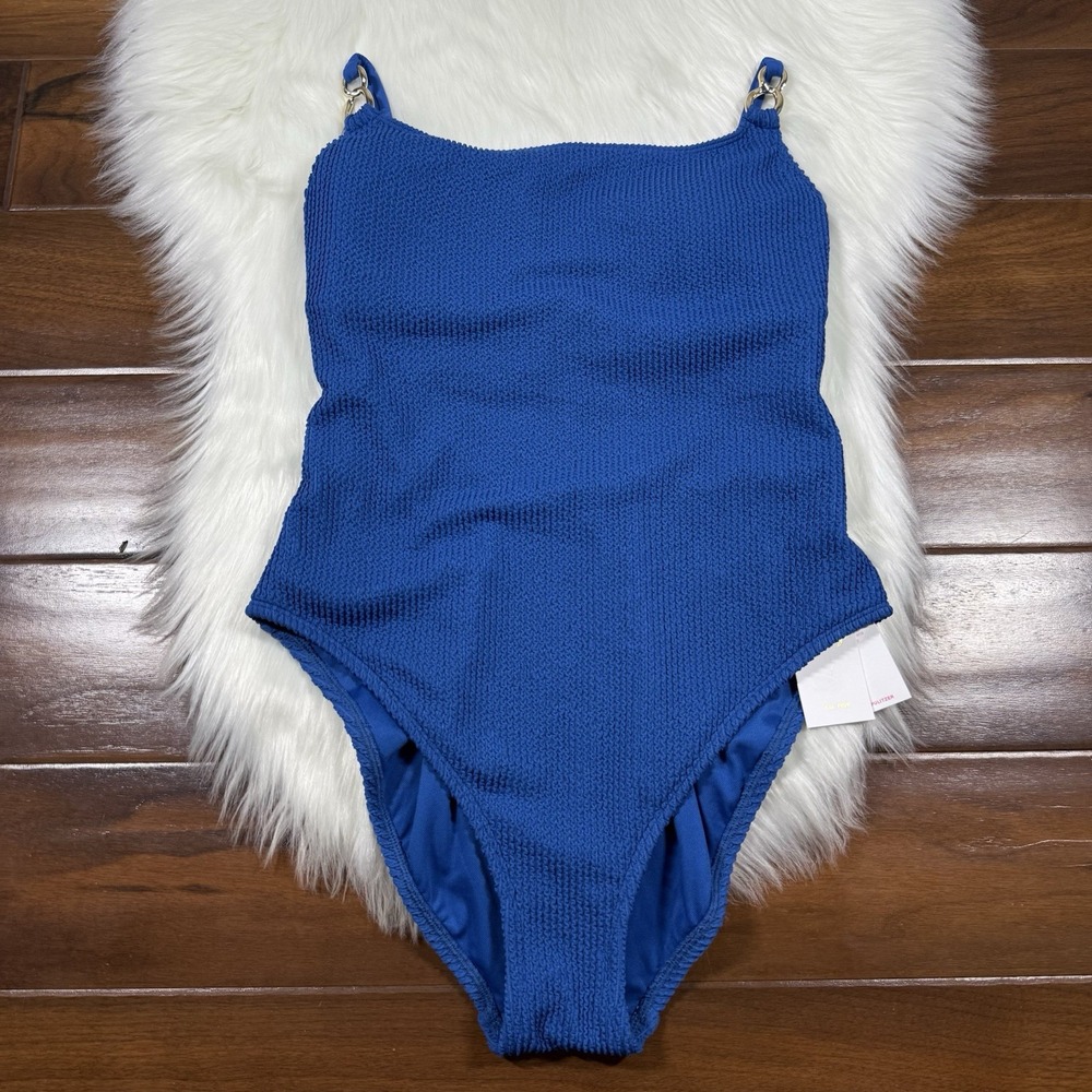 Lilly Pulitzer Size 12 Barton Blue Textured Alizee One Piece Swimsuit 015651